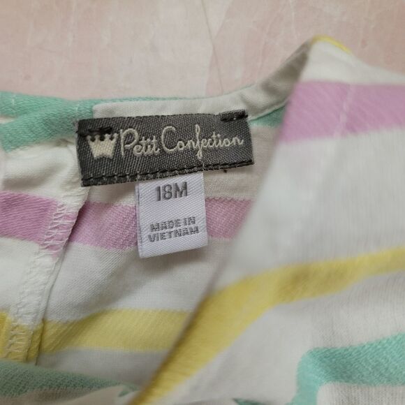 Petit confection 18 month Striped pastel spring promenade top bloomer set outfit - Picture 5 of 7